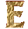 Gold alphabet #3 letter E from free graphics collection of Suitcase of Dreams
